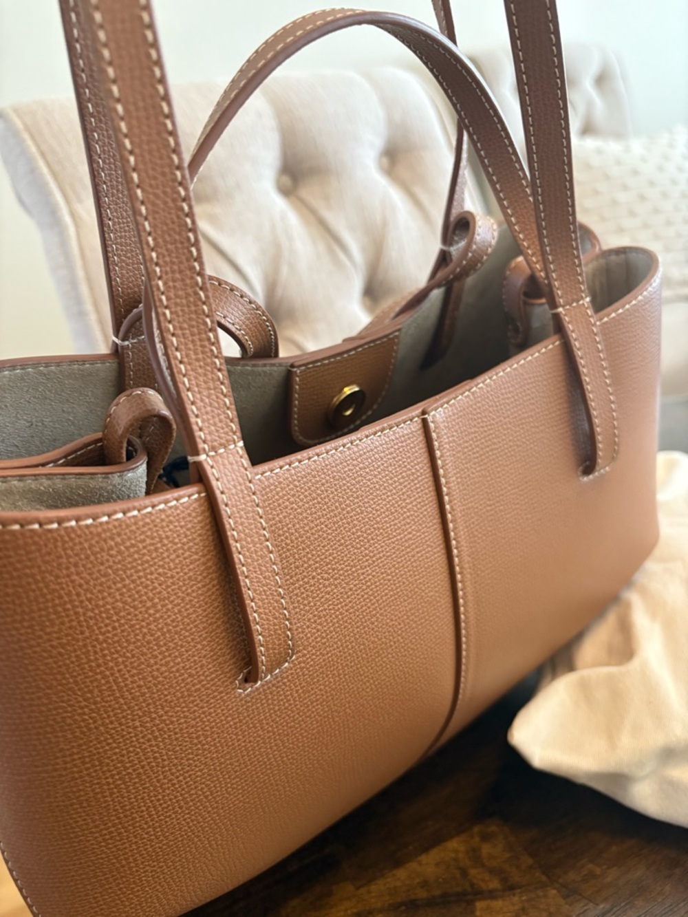 Polène Mini Cyme bag in camel - Picture 4 of 9